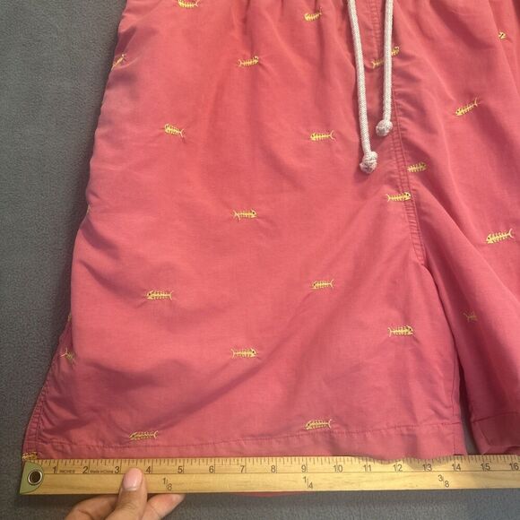 J. McLaughlin Swim Trunks Lined Mens XL Pink Fish Embroidered Summer Preppy - Picture 11 of 14